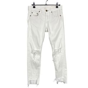 Rag and Bone White Distressed Dre Capri Raw Hem Jeans Size 25